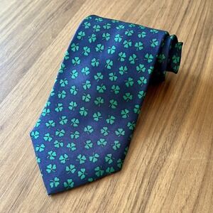 Alynn Irish Necktie Erin Go Bragh! Kelly Green Clovers Silk St Patrick USA Made